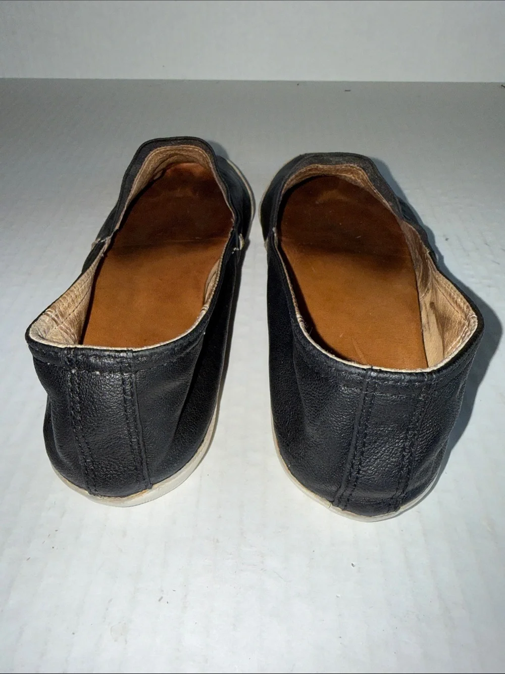 Frye Melanie Black Leather Slip On Loafers